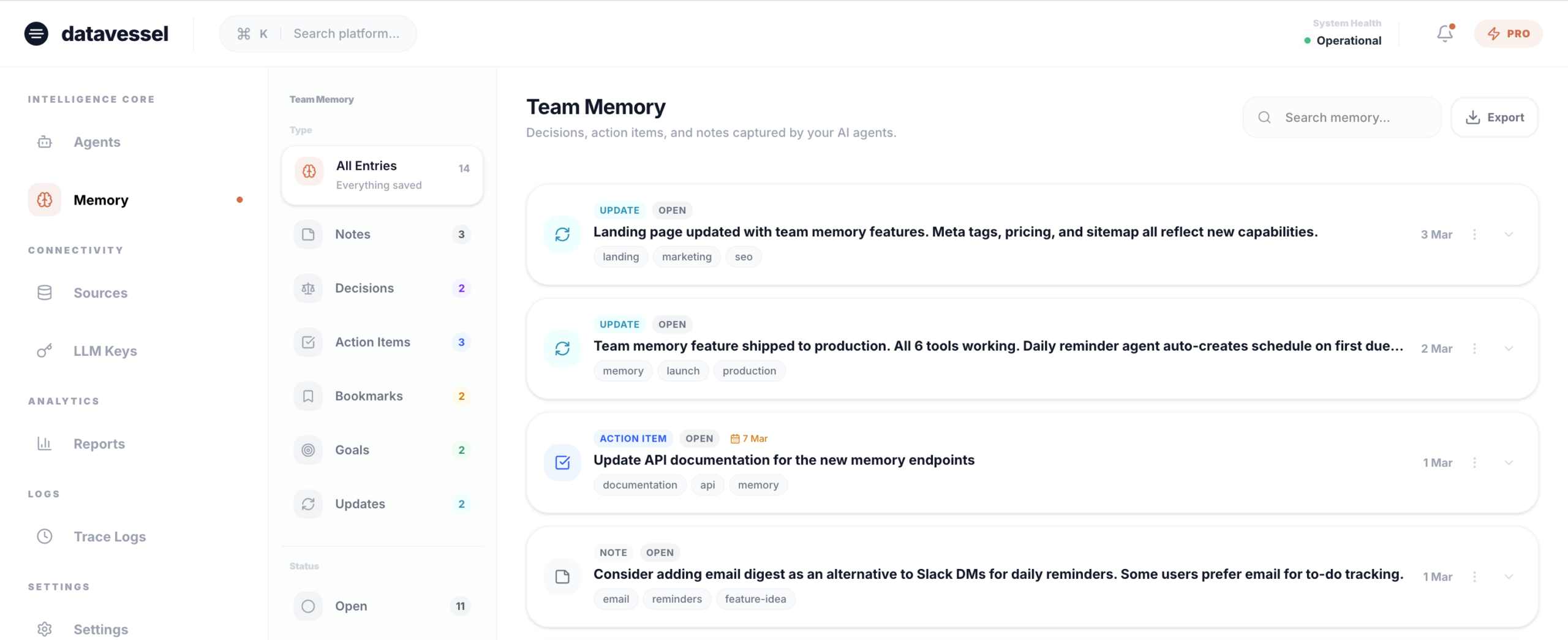 New: LLM / AI Team Memory Dashboard