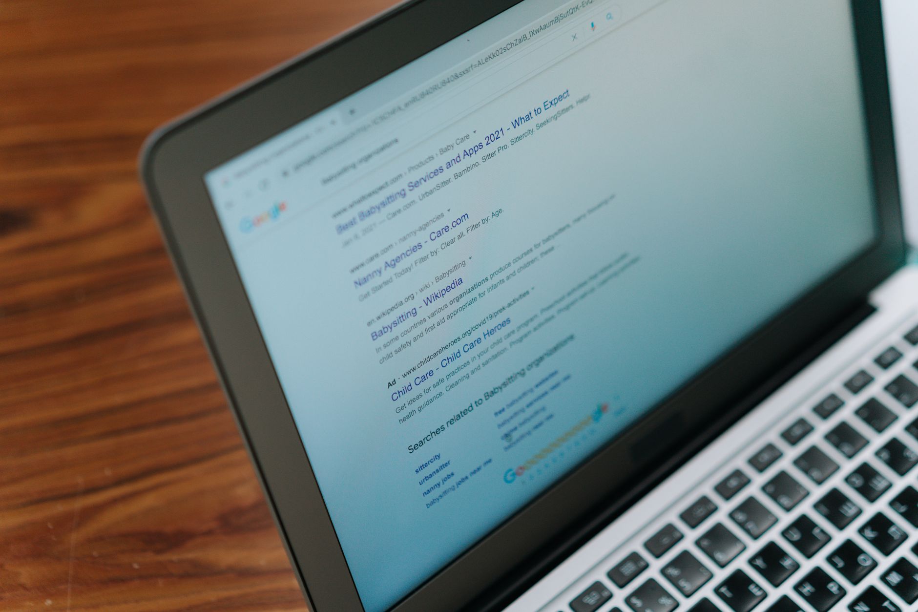 Laptop search page representing AI search optimization and AEO measurement