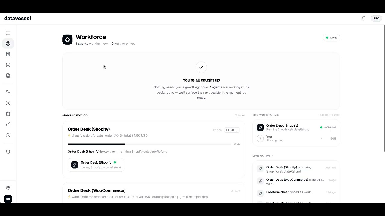 Watch datavessel Run Your Order Desk — on Shopify and WooCommerce