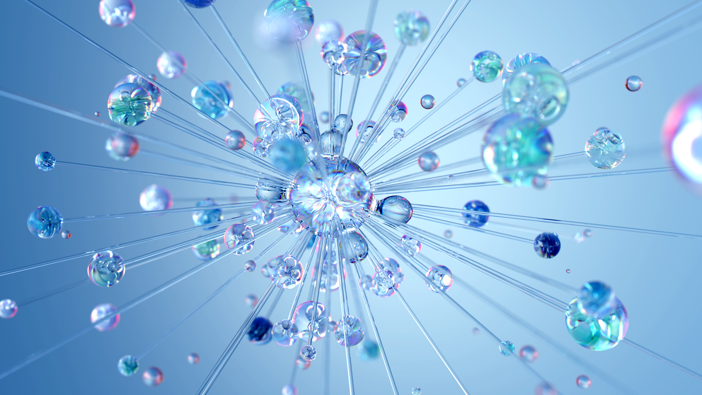 Abstract 3D neural network of glowing connected nodes, representing a cluster of AI agents